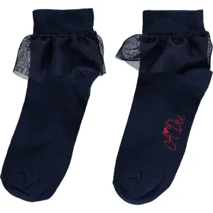 A DEE - Frill Ankle Sock - Navy