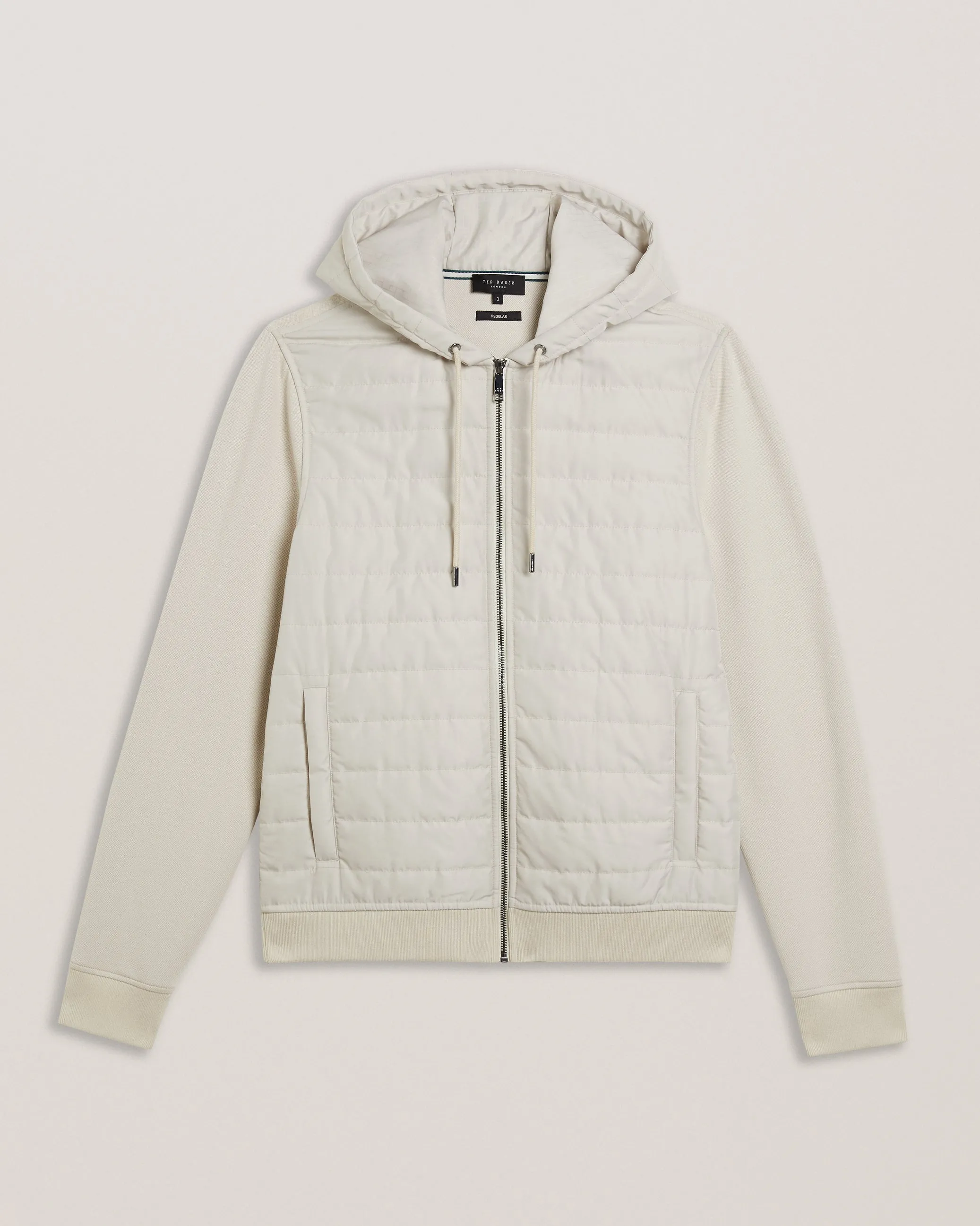 Adburys Regular Quilted Zip Hoodie Beige