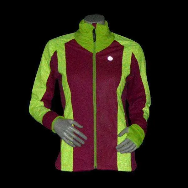 Albany Reflective Women's Softshell Jacket in Beetroot/Flo Lime