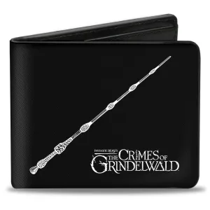 Bi-Fold Wallet - Fantastic Beasts The Crimes of Grindelwald Elder Wand   9-Wands Black White