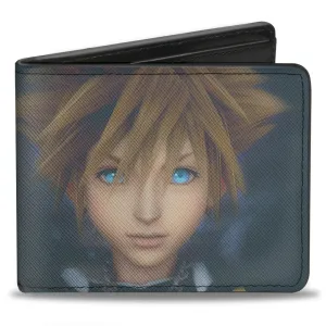 Bi-Fold Wallet - Kingdom Hearts II Hazy Sora Face CLOSE-UP Grays