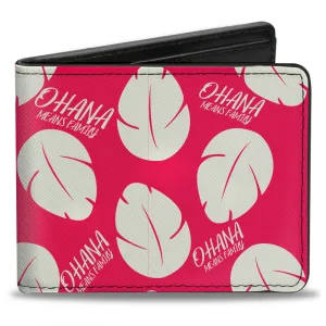 Bi-Fold Wallet - Lilo & Stitch OHANA MEANS FAMILY Bounding Lilo Dress Leaves Red White