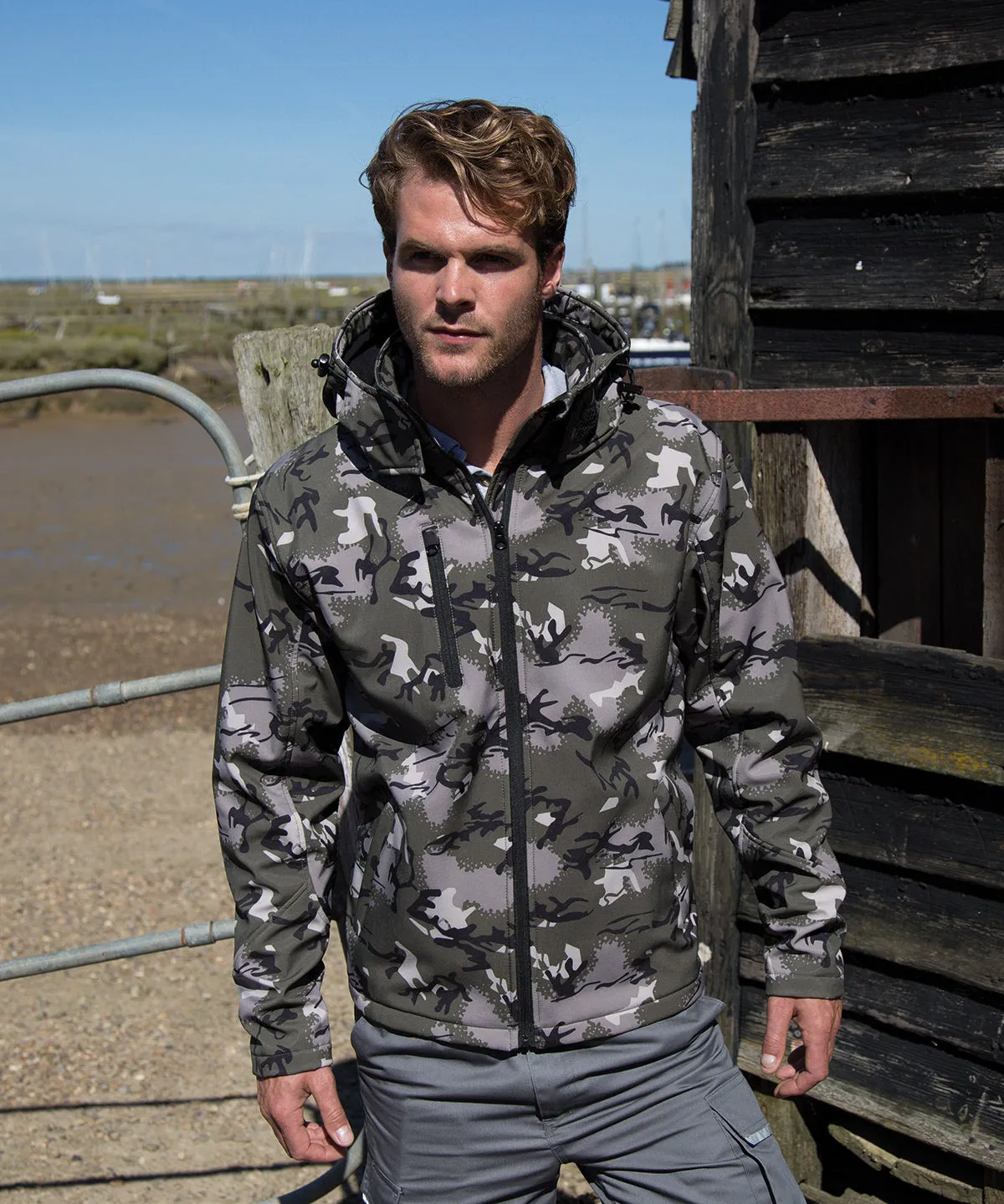 Camo Green - Camo TX performance hooded softshell jacket