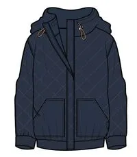 Clementine Recycled Quilted Popper Up Hoodie - Deep Navy