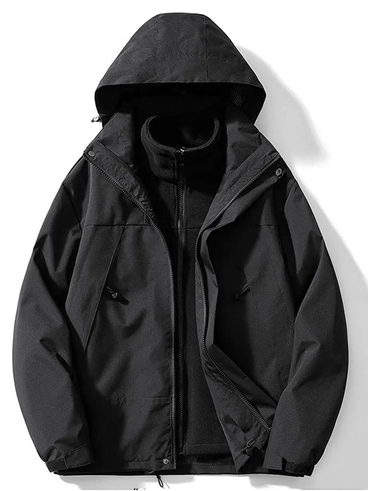 Detachable Fleece Thickened Windproof Outdoor 3 In 1 Interchange Jackets