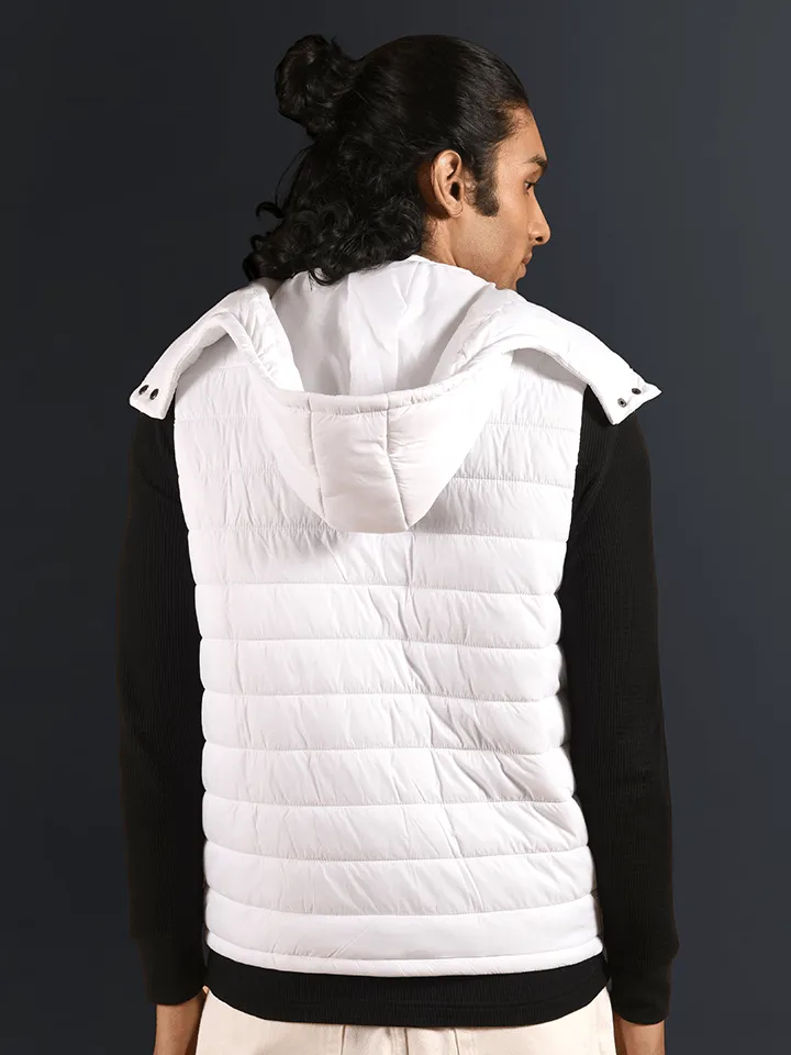 Detachable Hooded Puffer Jacket - Iceberg