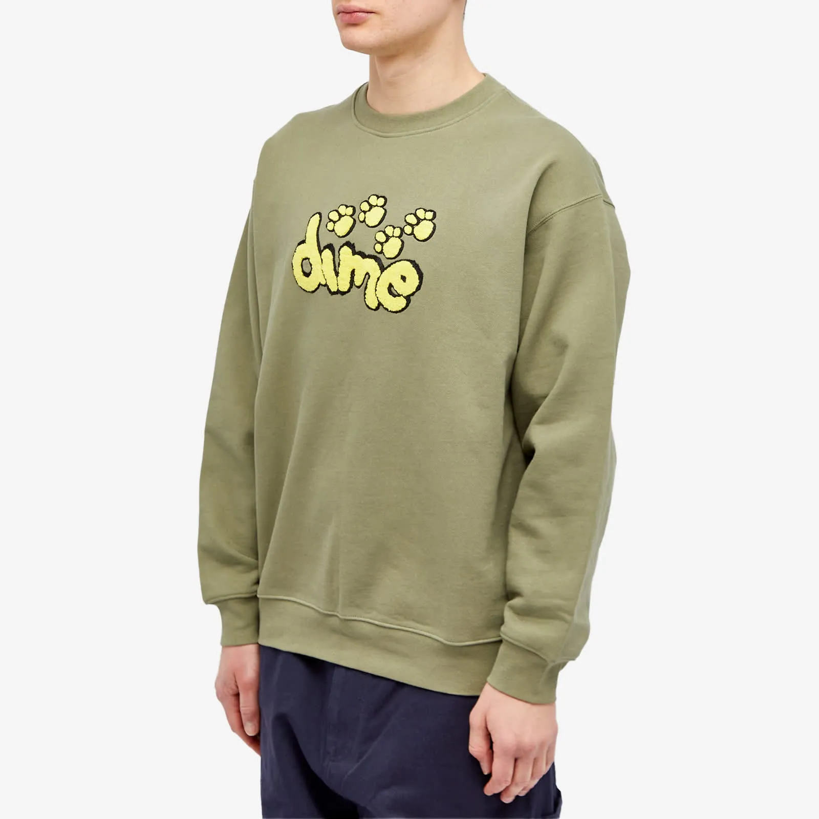 Dime Pawz Chenille Sweatshirt, Army Green