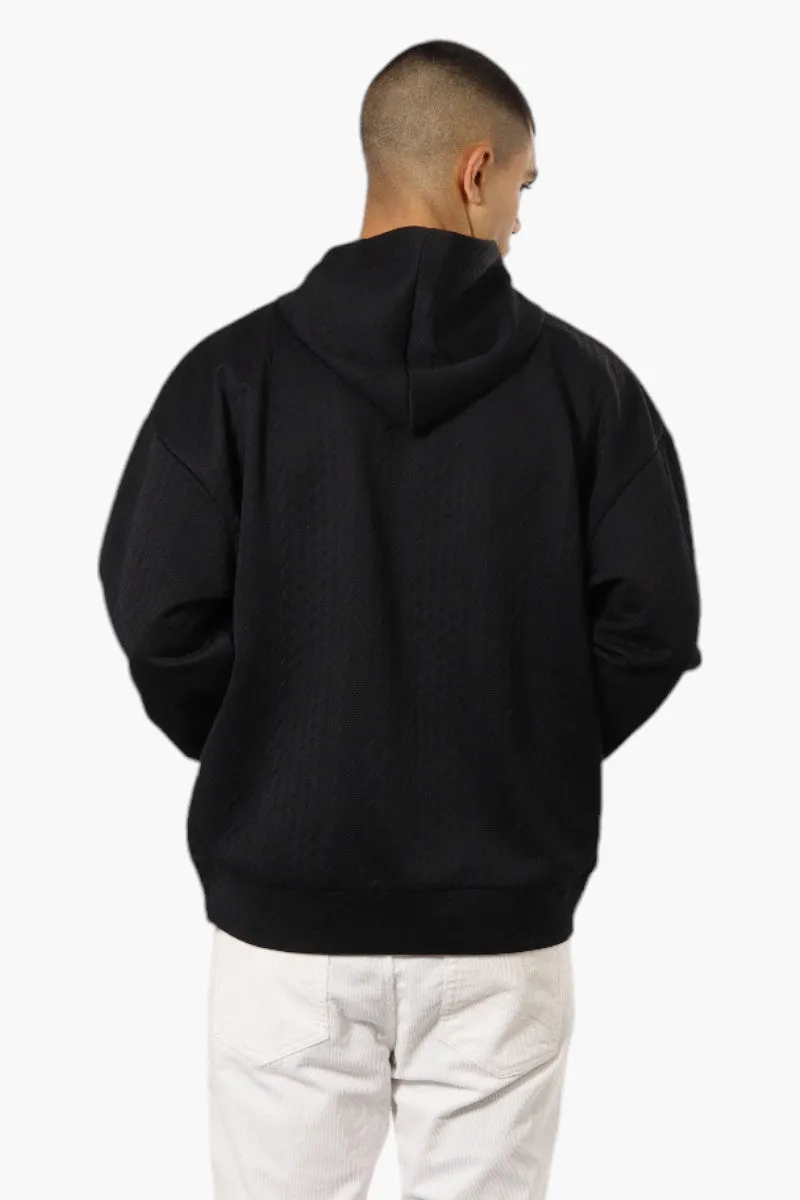 Essentials By Drill Clothing Hexagon Jacquard Drop Shoulder Hoodie - Black