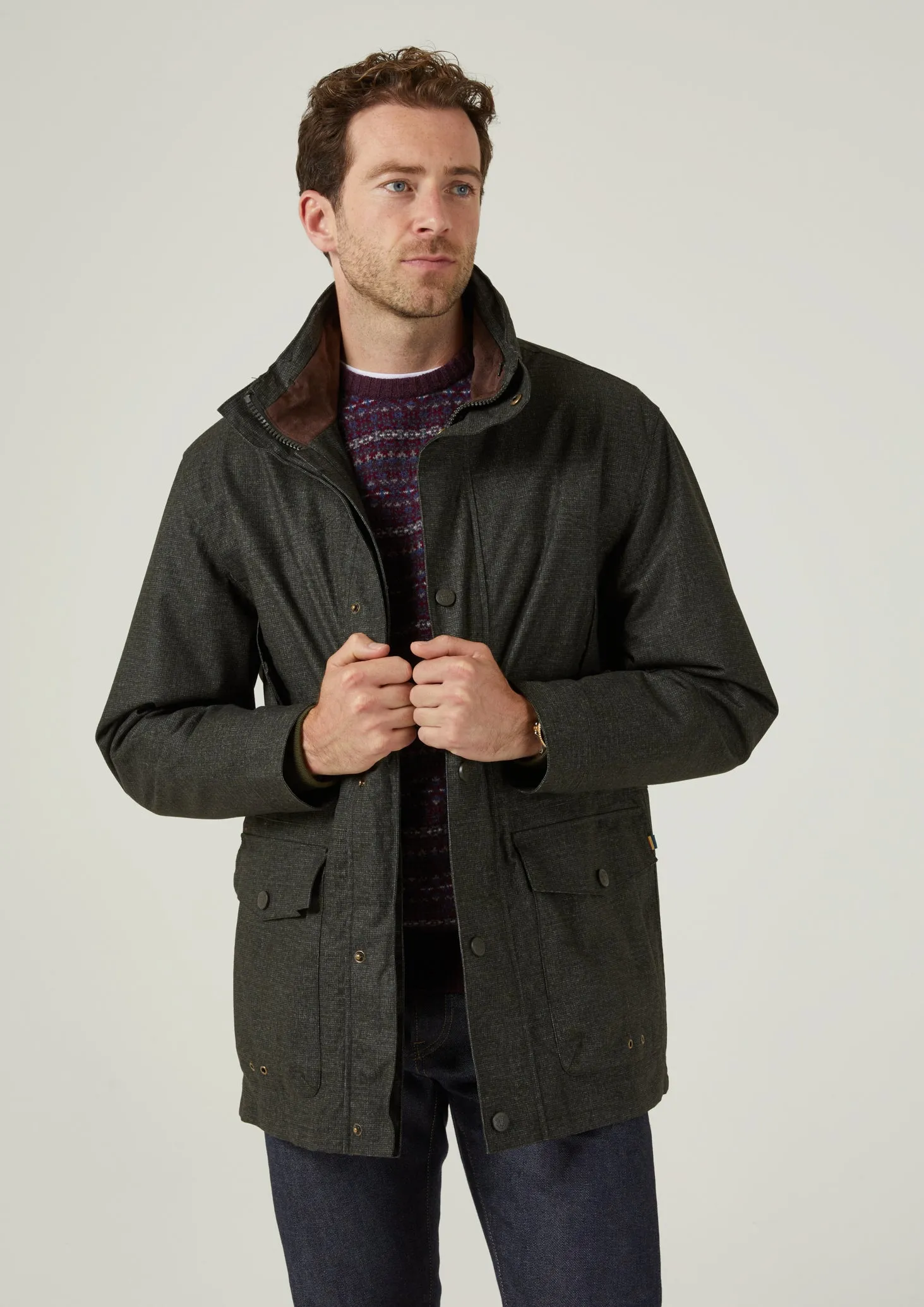 Fernley Men's Waterproof Field Coat In Hopsack