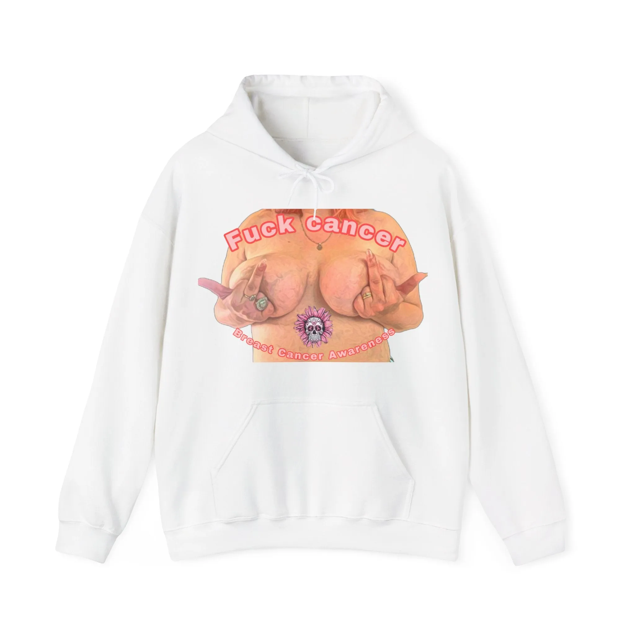 Fuck Cancer, Breast Cancer Awareness Unisex Heavy Blend™ Hooded Sweatshirt