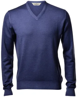 Gran Sasso Classic Merino V Neck Indigo