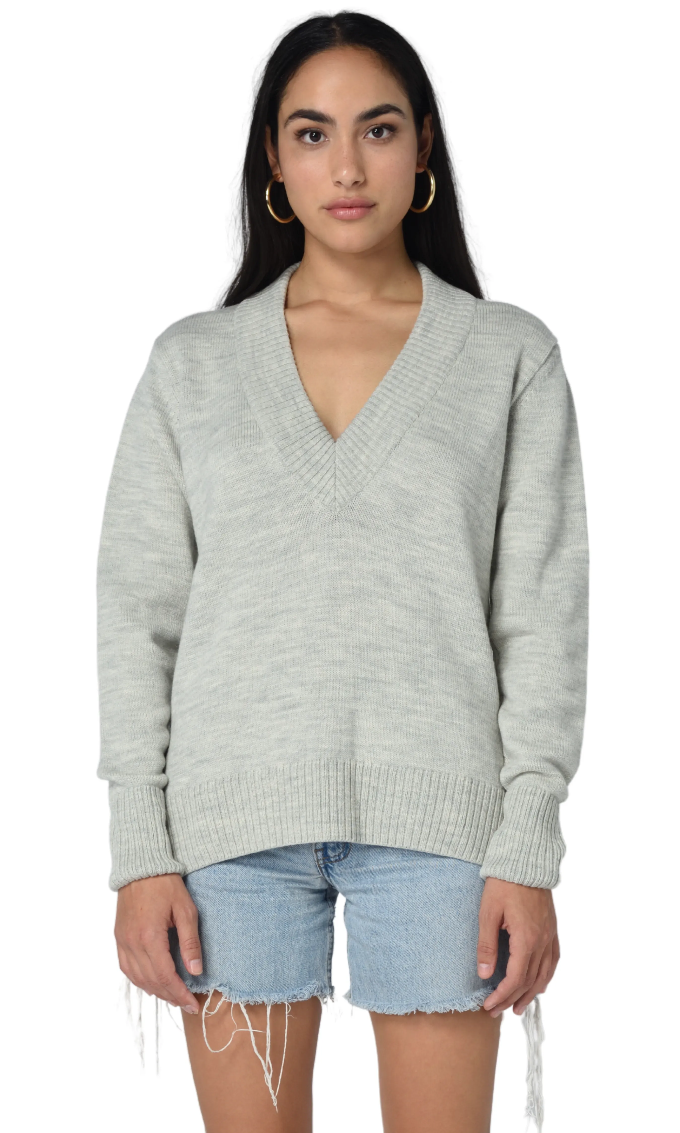 GREY V NECK SWEATER