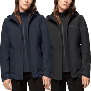 Jack Wolfskin Womens Moonrise 3 IN 1 Fleece Lined Waterproof Jacket