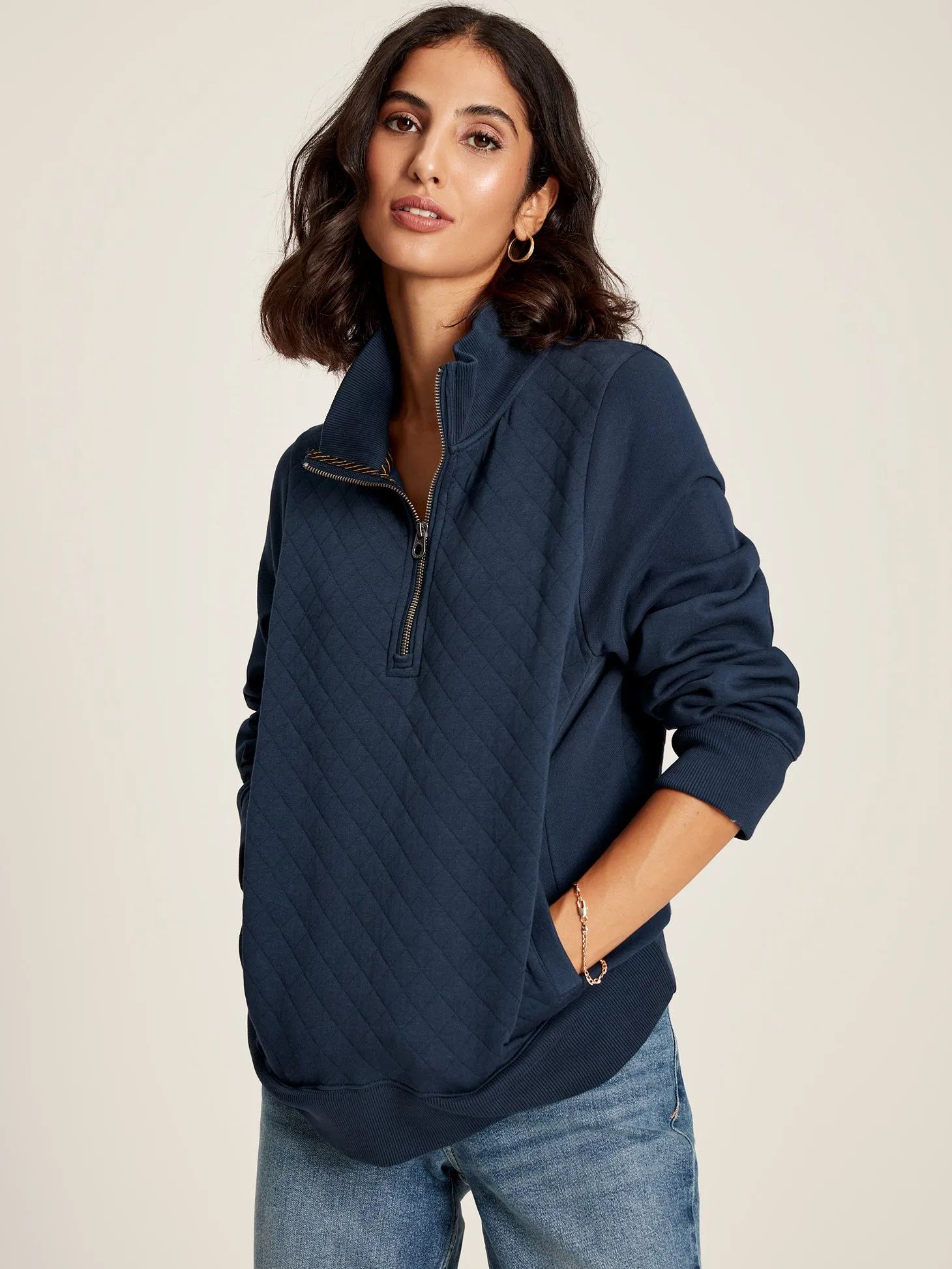 Joules Anisa Quilted Zip Sweat Top