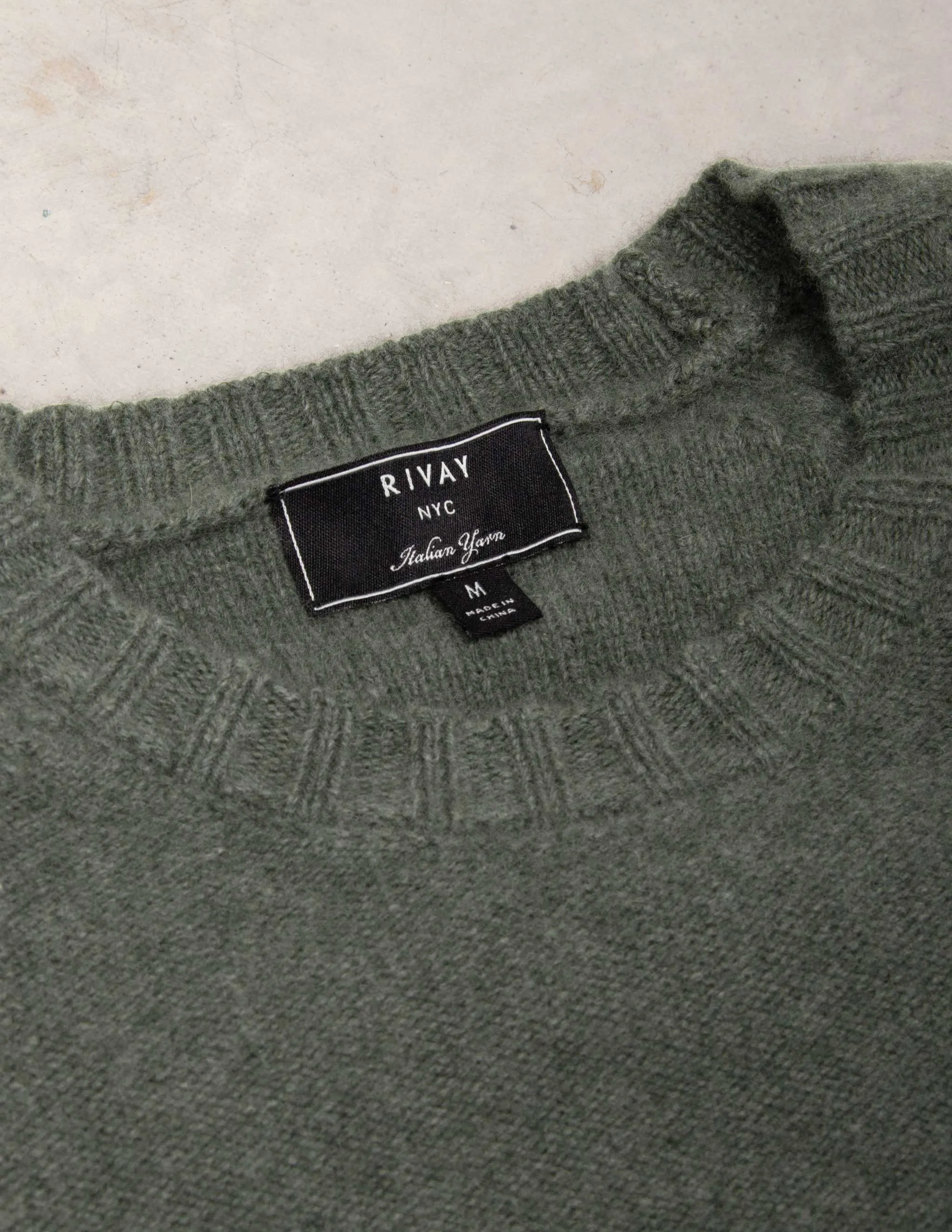 Kent Wool Crewneck Sweater in Sage Green