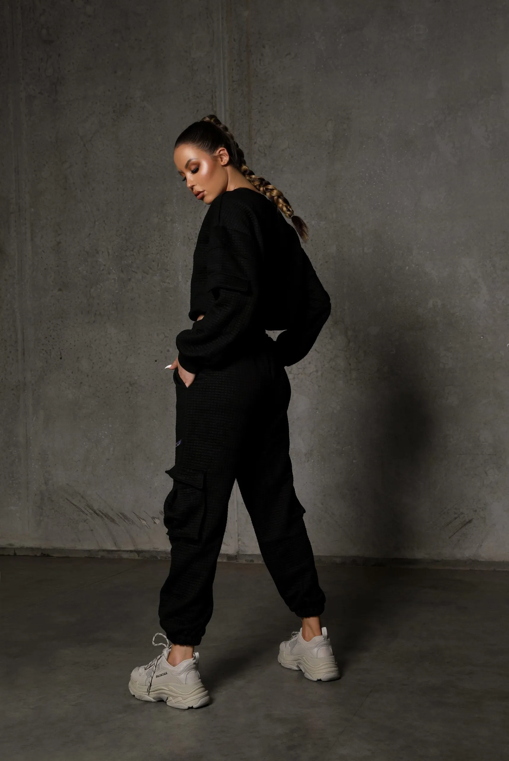 KG22 Quilted Tracksuit Pants- Black