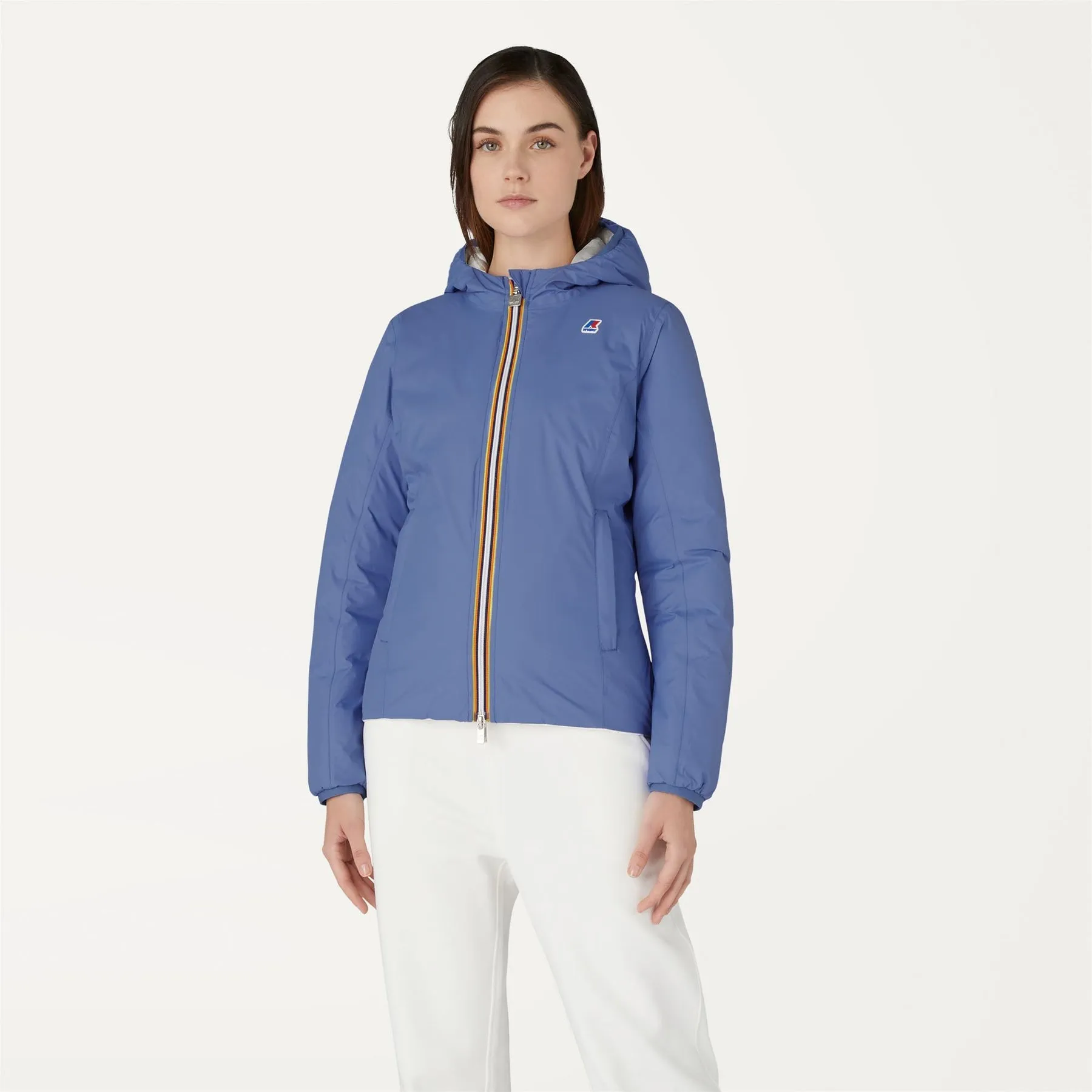 Lily Thermo Plus Reversible Hooded Slim Fit Jacket Azure Dk - White