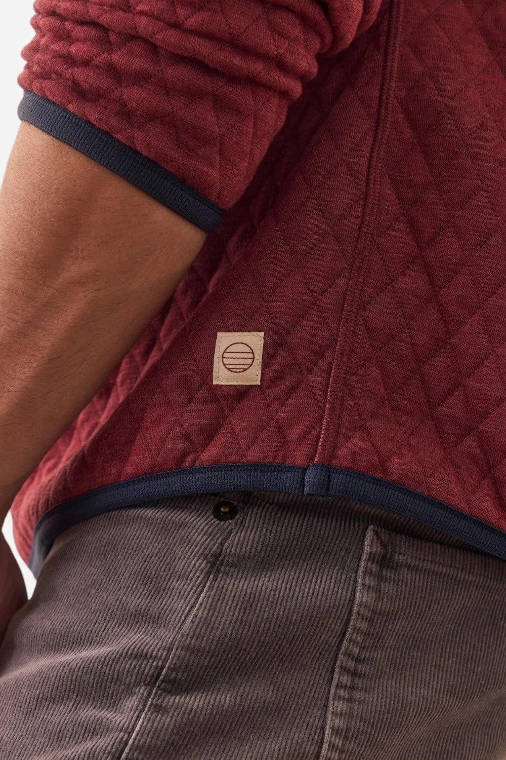 Marine Layer Corbet Reversible Pullover in Burgundy/Navy