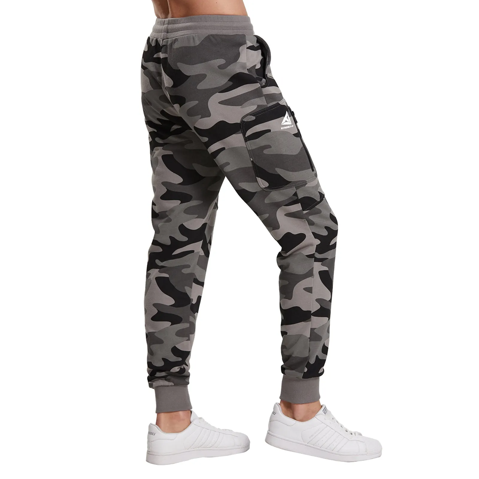 Mens Camo Joggers Reflective Print Tracksuit Bottoms size S M L XL