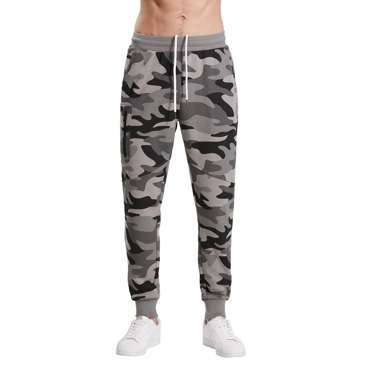 Mens Camo Joggers Reflective Print Tracksuit Bottoms size S M L XL