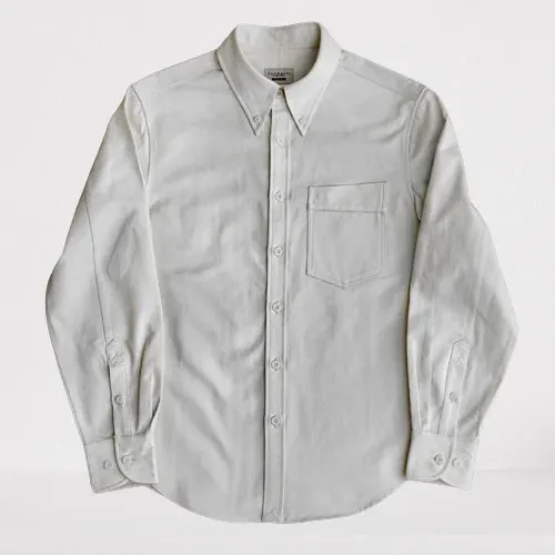 Men's Herringbone Twill Button Down Shirt with Pointed Collar and Long Sleeves