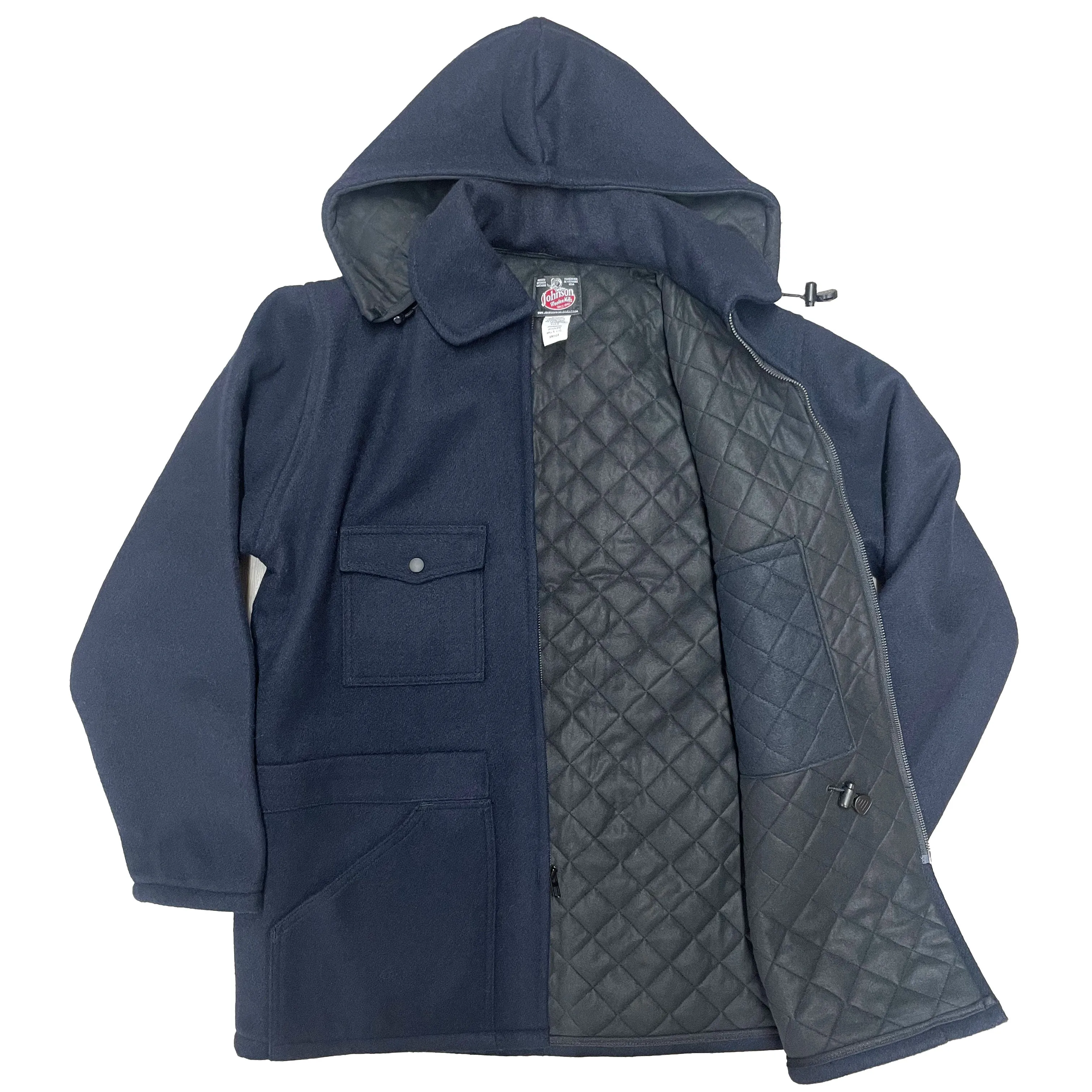 Men's Lined Wool Jacket with Detachable Hood