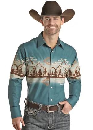 Men's Panhandle Aztec Mountain Border Snap Shirt