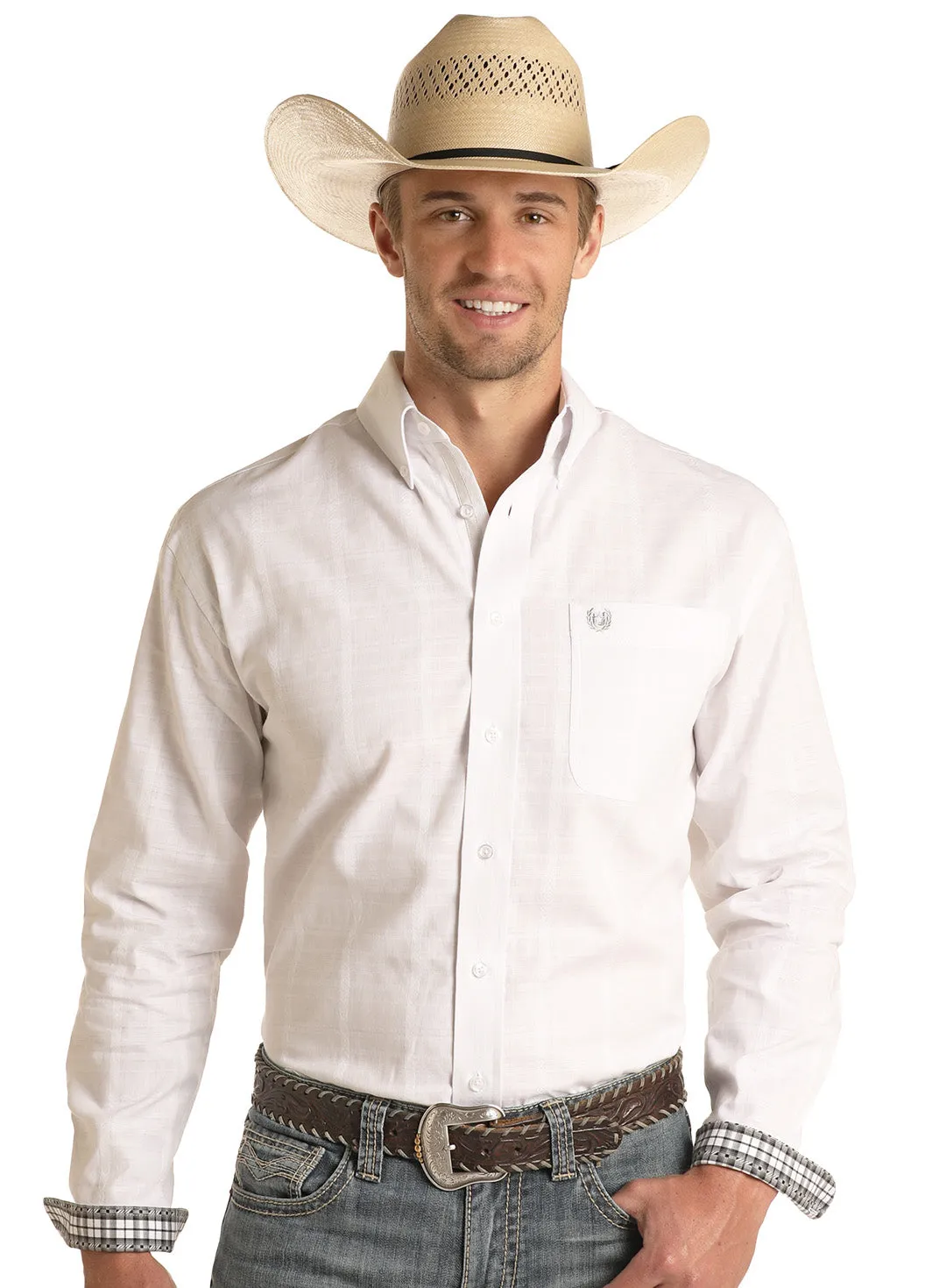 Men's Panhandle Aztec White Button Down