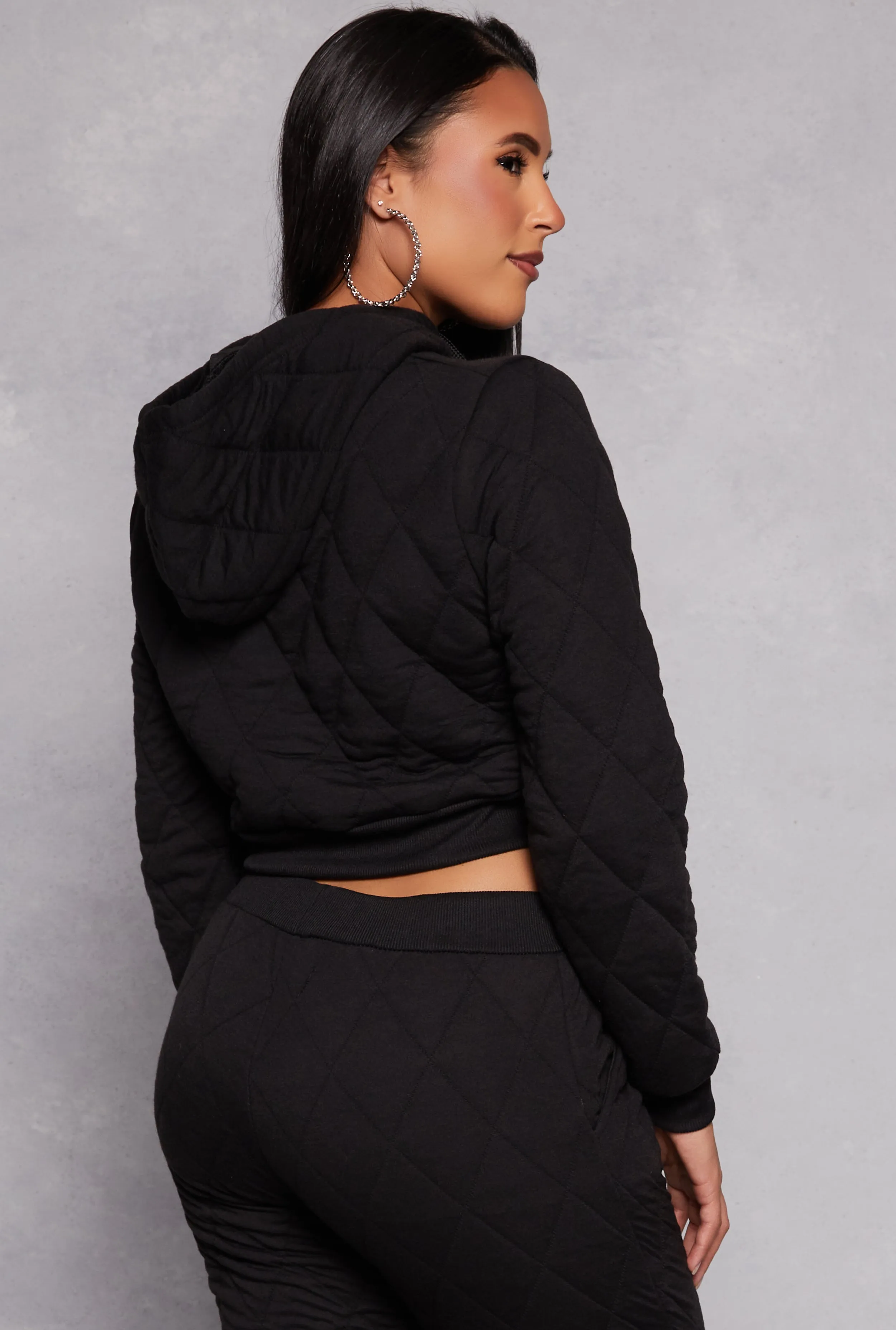 Quilted Cropped Hoodie