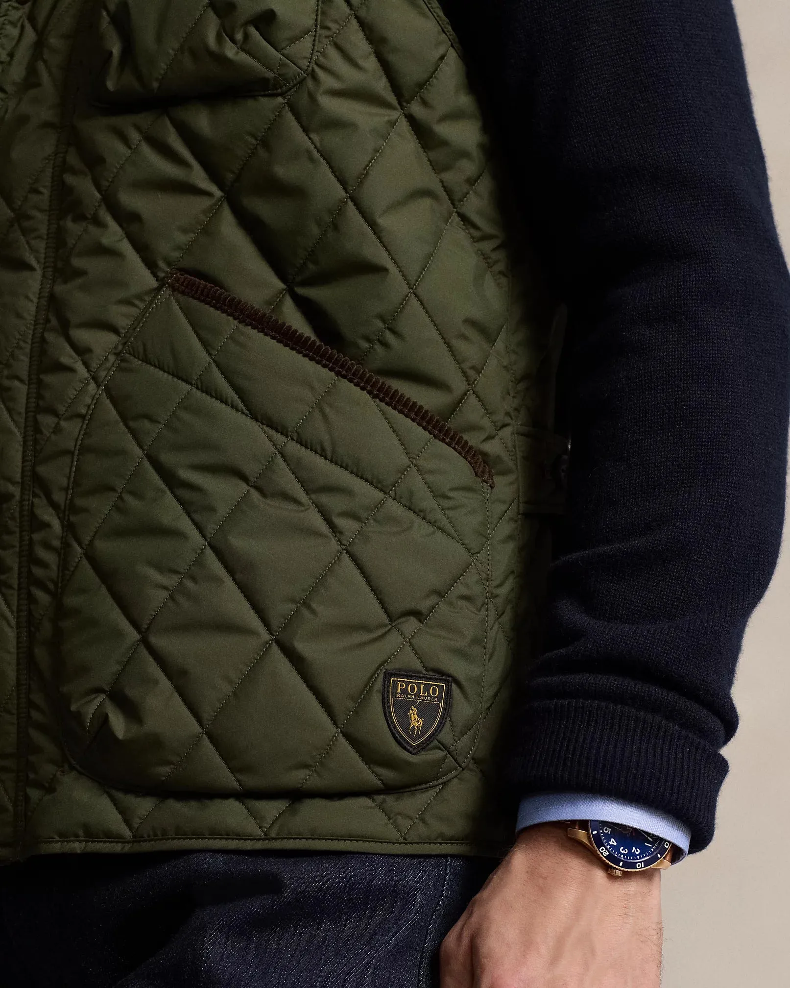 Ralph Lauren The Beaton Quilted Utility Gilet | Company Olive