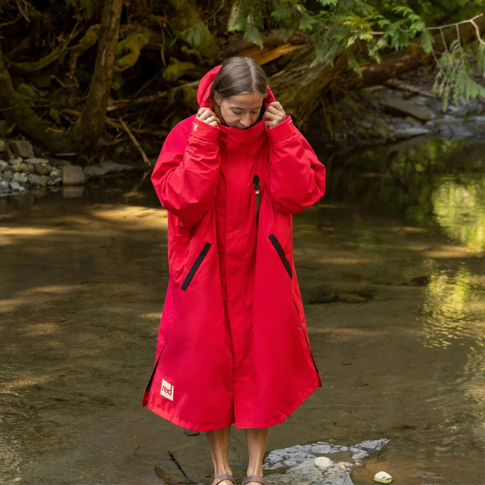 Red Adults Pro Long Sleeve Waterproof Dry Changing Robe Alter EVO