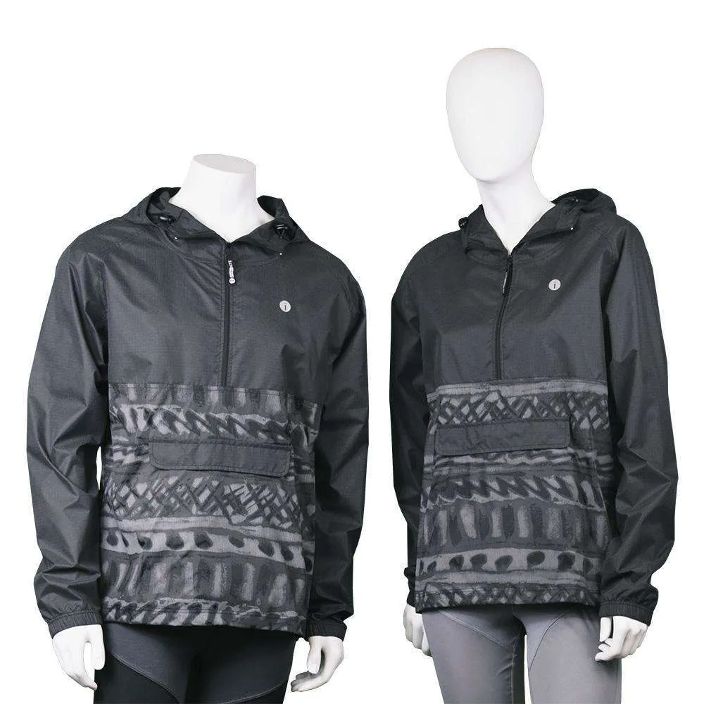 Reflective Unisex Half-Zip Anorak in Black