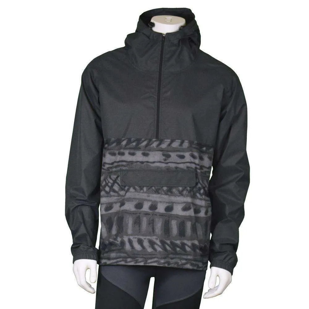 Reflective Unisex Half-Zip Anorak in Black