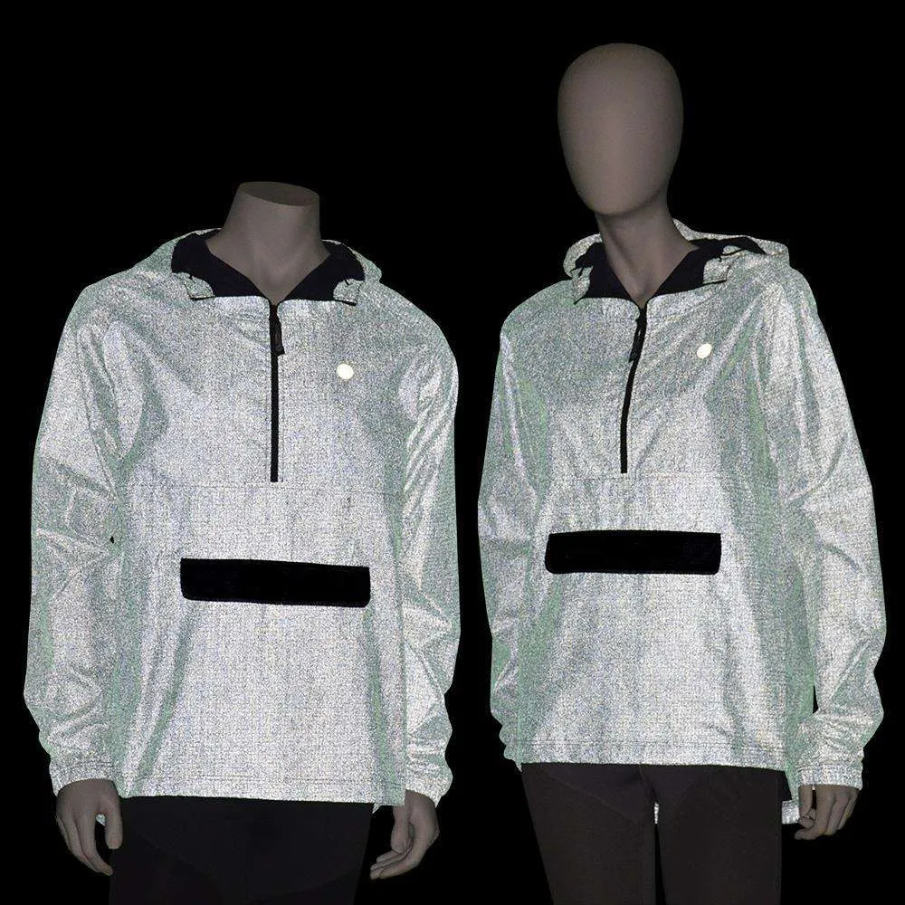 Reflective Unisex Half-Zip Anorak in Green/Purple Shimmer