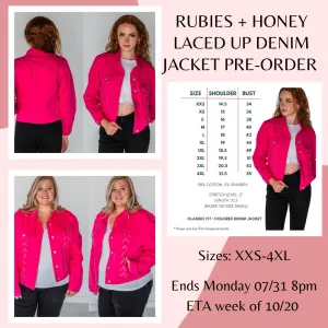 Rubies   Honey Magenta Laced Up Denim Jacket Pre-Order