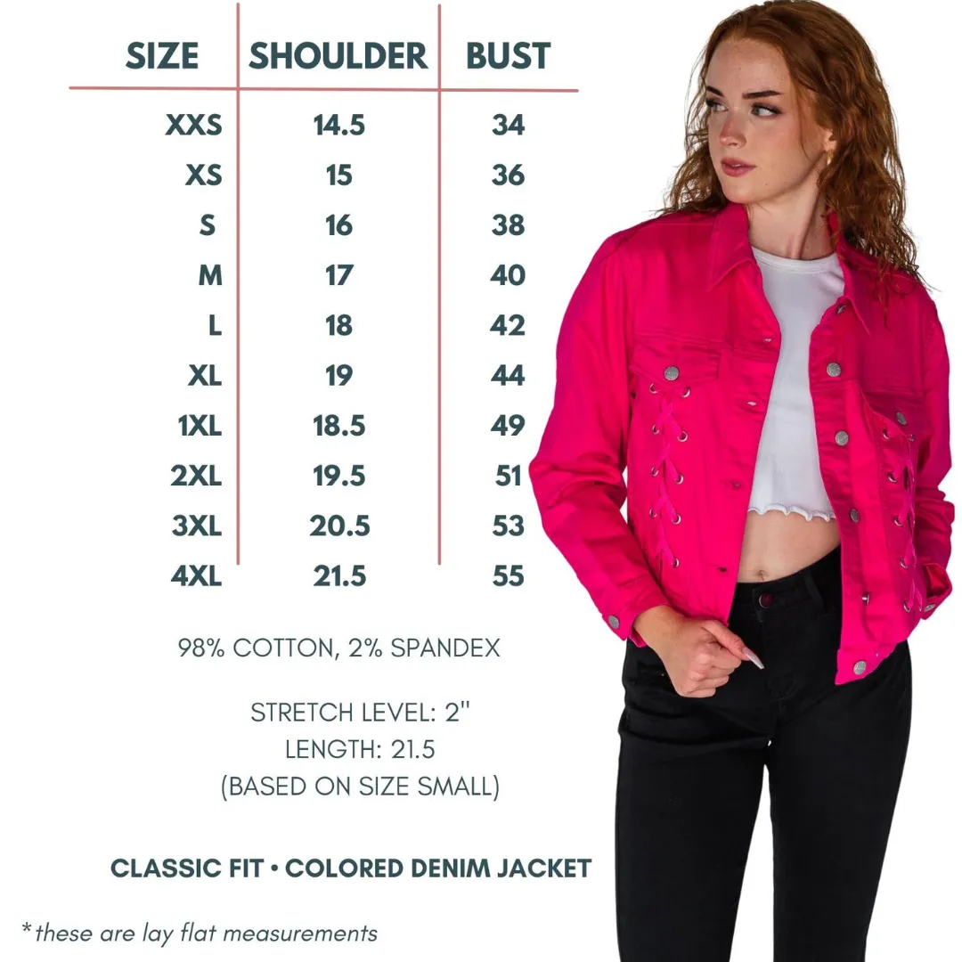 Rubies   Honey Magenta Laced Up Denim Jacket Pre-Order