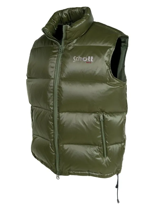 Schott N.Y.C NYLON DOWN FILLED VEST MENS -OLIVE