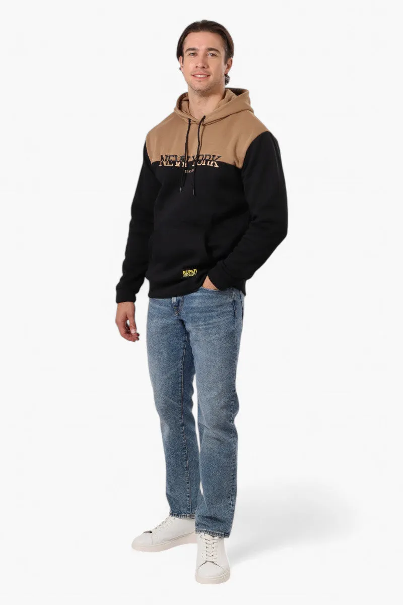 Super Triple Goose Embroidered Colour Block Hoodie - Brown