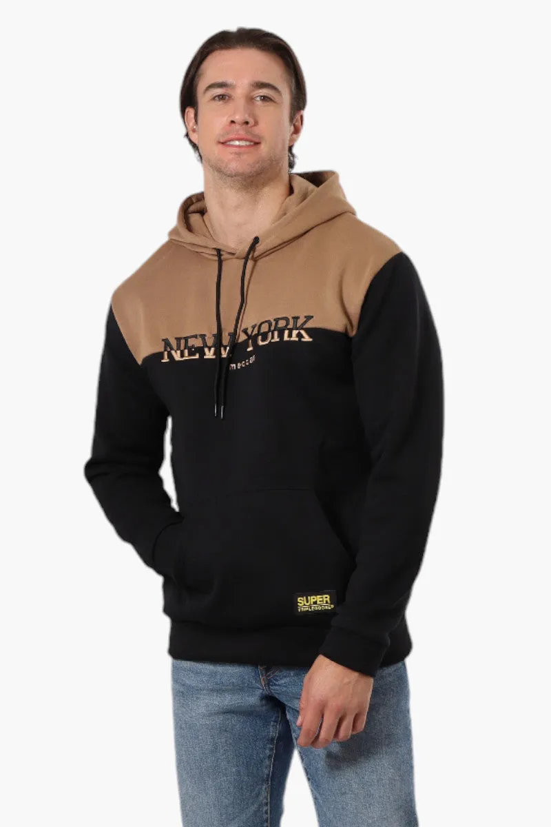 Super Triple Goose Embroidered Colour Block Hoodie - Brown