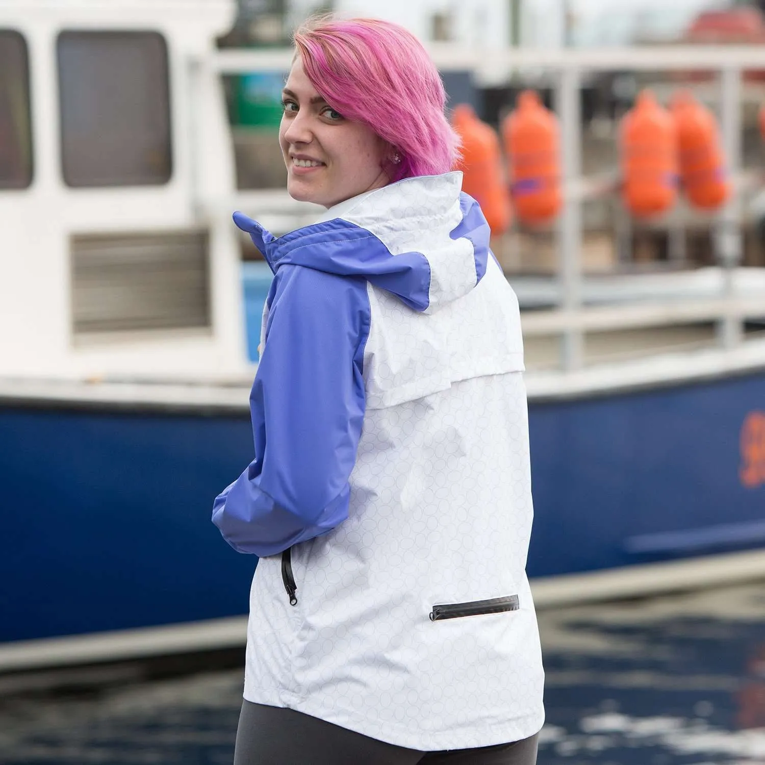 Waterproof Reflective Women's Colorado Jacket in Periwinkle/White