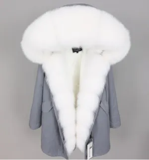 Women's Winter Casual Hooded Parka With Detachable Fox Fur